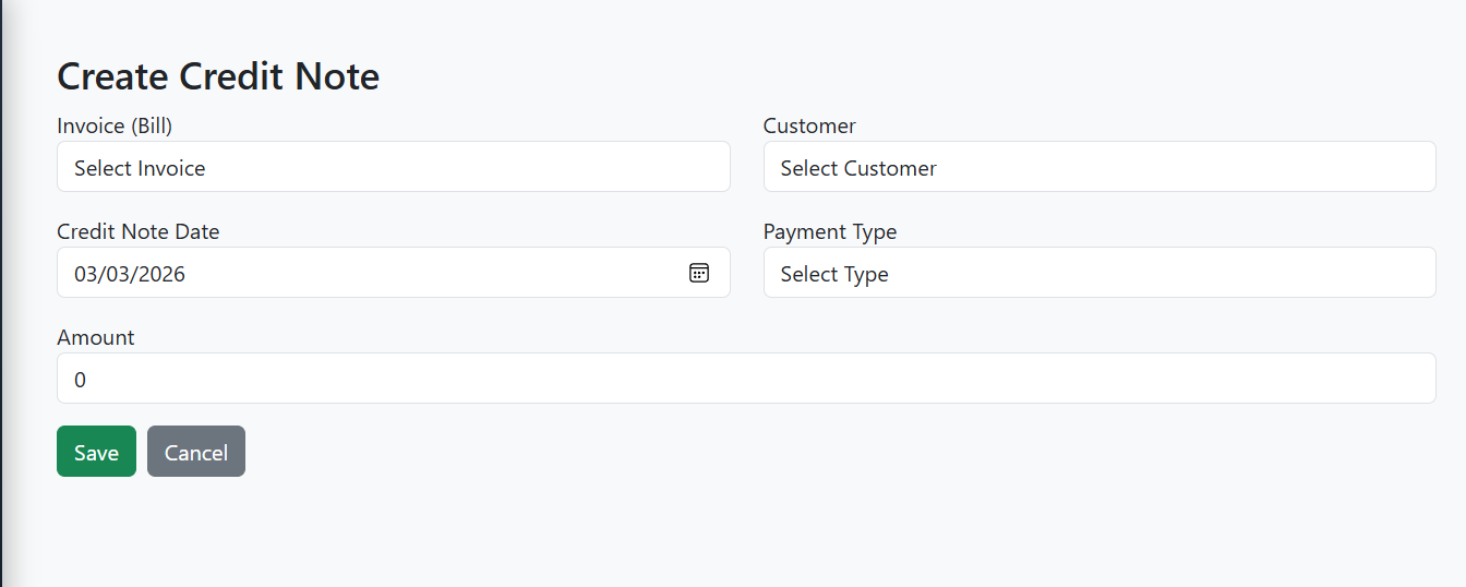 Credit Note Module